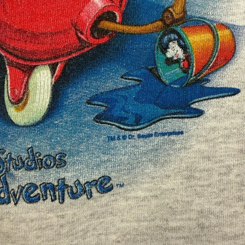 Vintage Cat in the‎ Hat Sweatshirt Unisex M Gray Universal Studios Seuss Landing